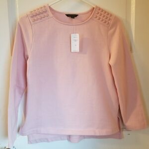 NWT Banana Republic Blush Pink Hi Low Sweatshirt Shoulder Embellishments XS